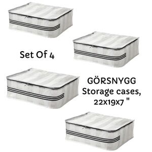 GÖRSNYGG Storage Cases Set of 4 - White with Black Stripes